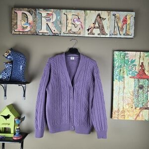 Sunday Best Purple Cableknit Cardigan Size Small